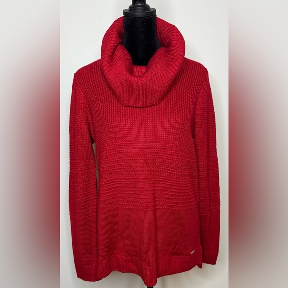 Calvin Klein women’s Red Cowl neck sweater split hem Small Excellent condition - Picture 1 of 8